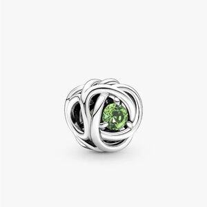 Pandora Silver Charm with Peridot (August) Green Gemstone